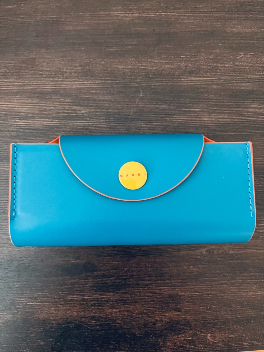 New Marni Teal Leather Sunglasses Pouch